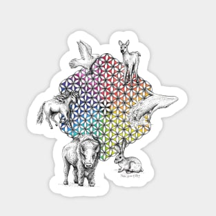 Flower of Life White Totem Animals Sticker